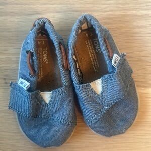 Toms Blue Chambray Bimini Slip On Shoes Toddler Unisex Boys Girls Size 4